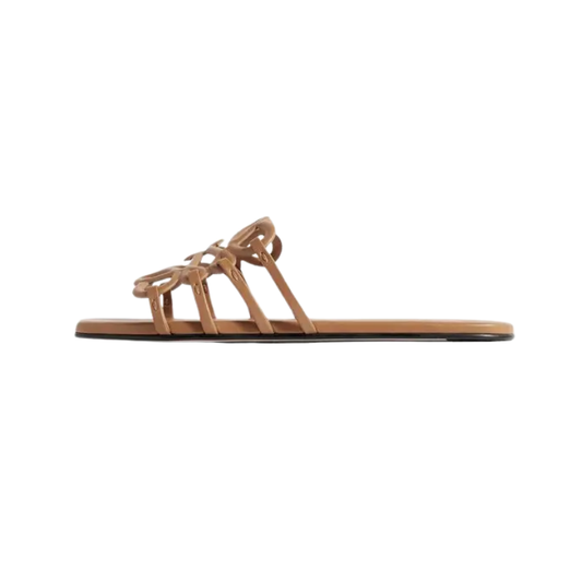 Loewe petal anagram leather slides - brown