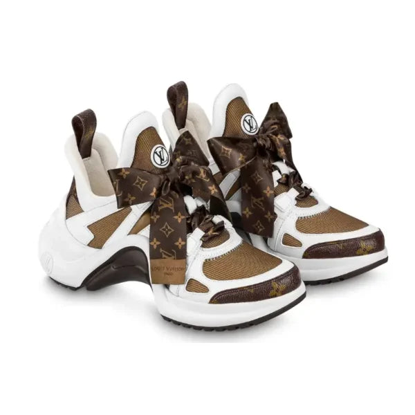 Louis Vuitton LV Archlight trainer white, brown with Plaid Ribbon' Women's