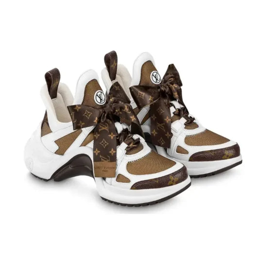 Louis Vuitton LV Archlight trainer white, brown with Plaid Ribbon' Women's
