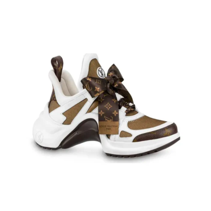 Louis Vuitton LV Archlight trainer white, brown with Plaid Ribbon' Women's