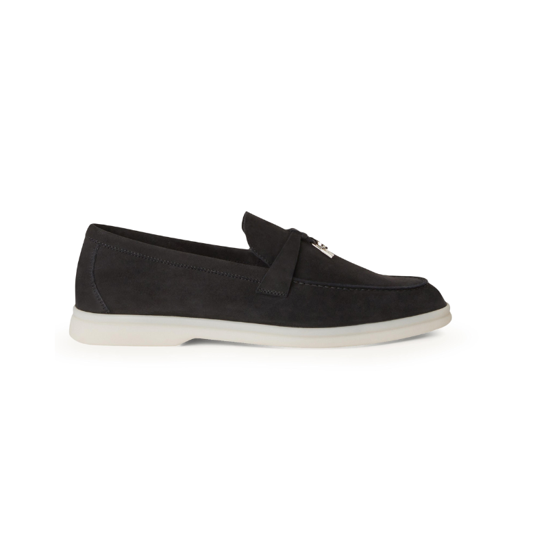 Loro Piana Summer Charms Walk loafers in black suede.