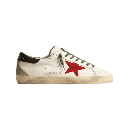 Golden Goose Super-Star - Red suede star and green leather heel tab